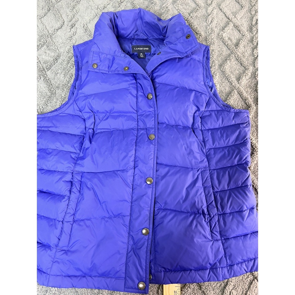 Lands' End Womans Puffer Vest Medium Blue Down Outdoor Gorpcore Preppy